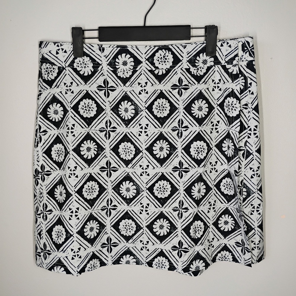 RipSkirt Hawaii Mini Wrap Skirt Beach Blue Women's Large White‎ Black Geometric